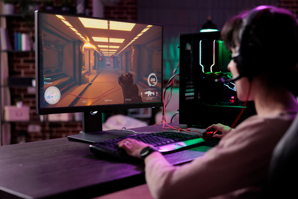 une personne jouant à un jeu vidéo sur son ordinateur